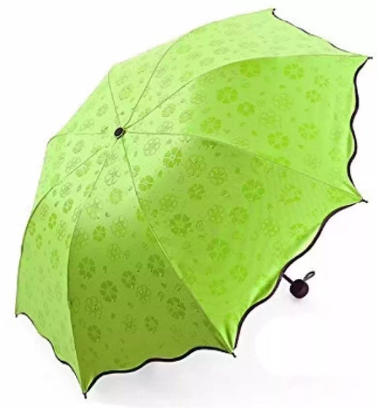LeafBlu Magic Umbrella of Blooming Folding Portable for UV Protection & Rain Umbrella (Green) Pack of 1