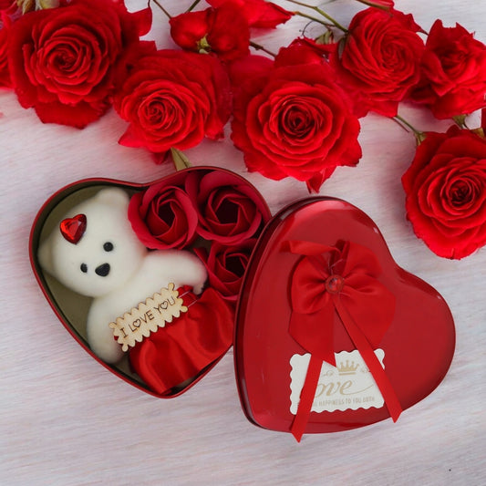 LeafBlu Red Heartbox Gift Set For Love Couple Valentine Gift