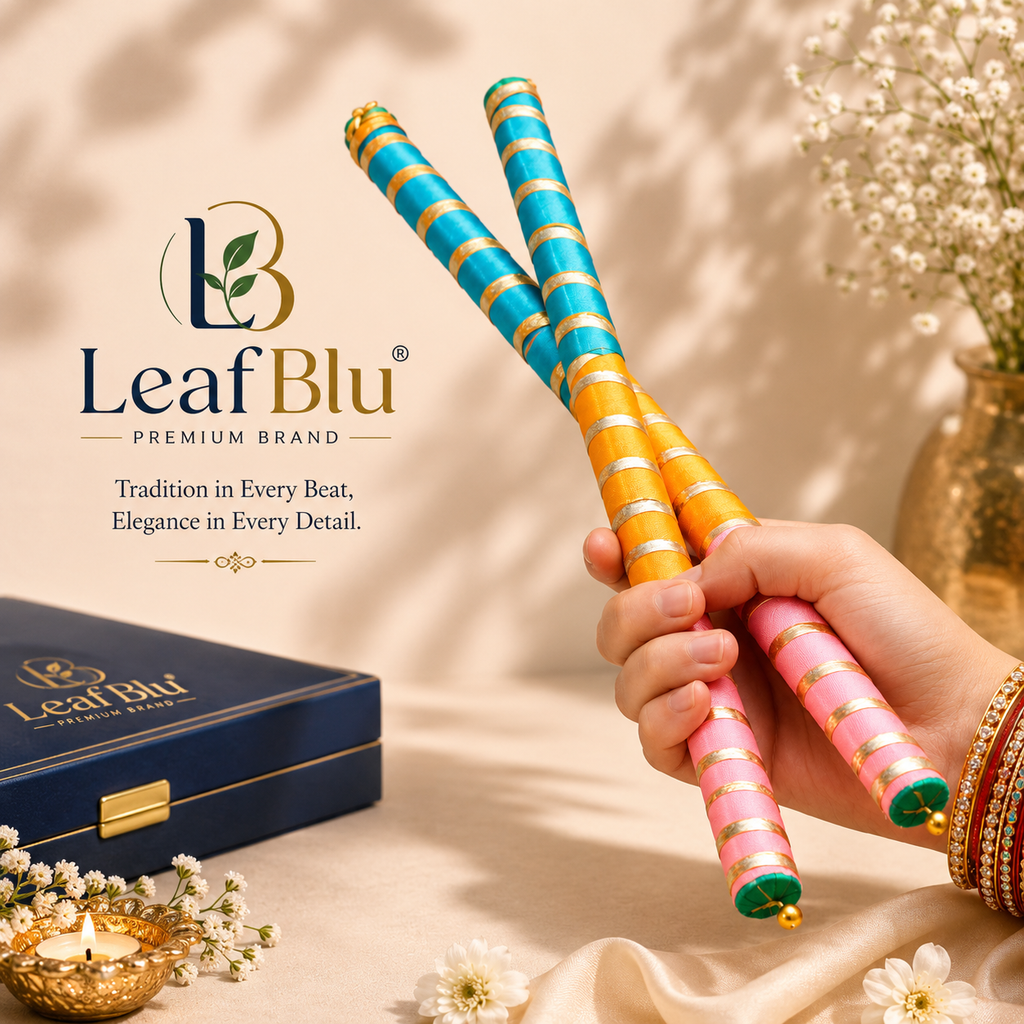 LeafBlu Luxury Dandiya Sticks for Navratri & Garba | Decorative Festive Dandiya Set