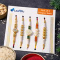 LeafBlu Fancy Rakhi Combo Pack of 5 | Premium Rakhi Collection for Raksha Bandhan