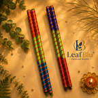 LeafBlu Wooden Garba Dandiya Sticks (Pack of 2 Pairs) | Multicolor Navratri Dandiya Set