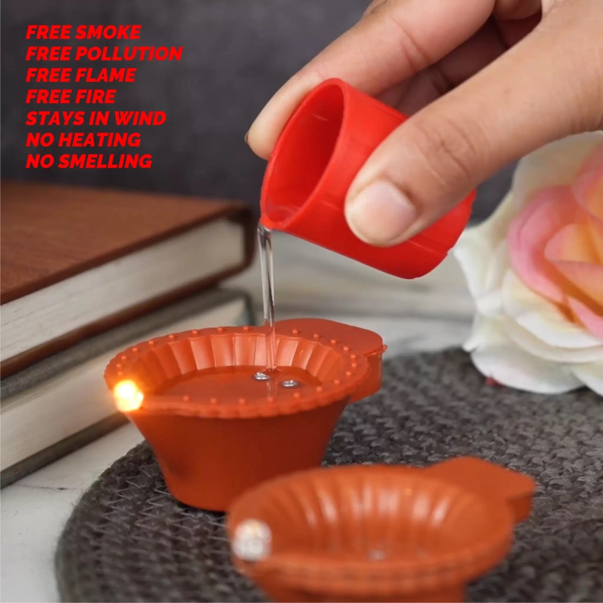 LeafBlu Smart LED Water Sensor Diyas (Pack of 6) | Flameless, Eco-Friendly & Reusable Lights for Festive Decor & Pooja