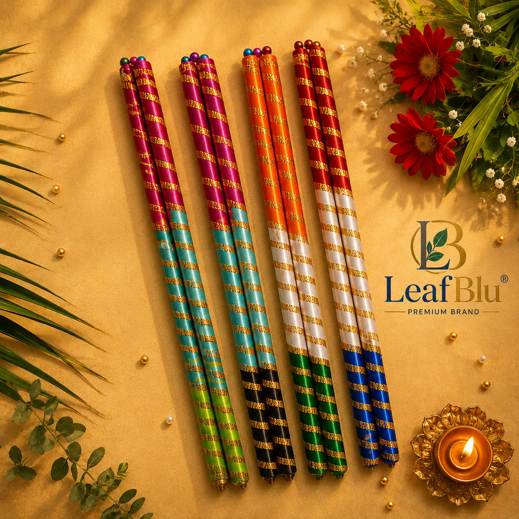 LeafBlu Navratri Dandiya Sticks (Pack of 4) | Premium Decorative Garba Set