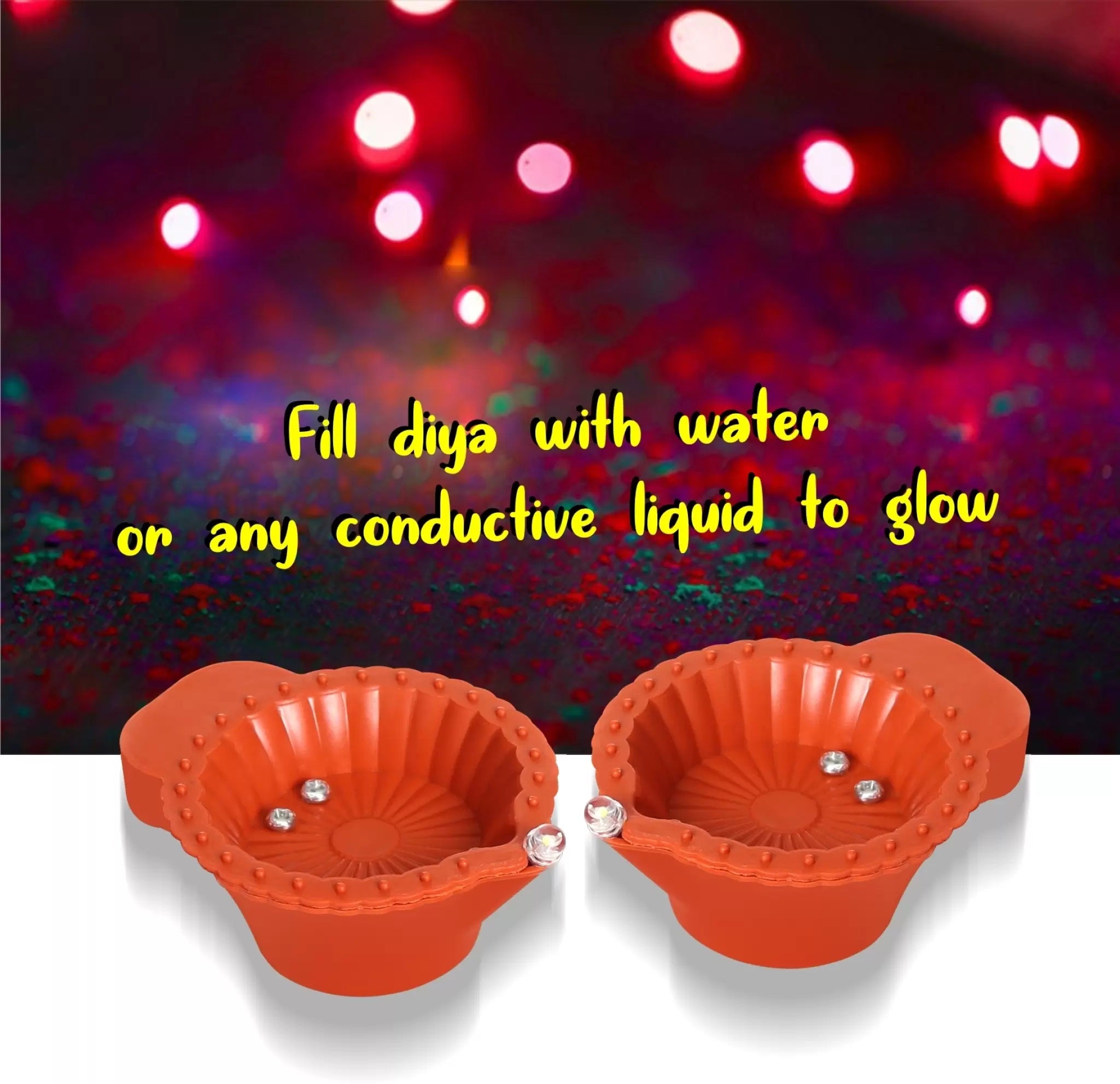 LeafBlu Water Sensor Reusable Led Diya for Home/ Diwali/ Festival Decoration Light Diya Plastic