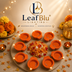 LeafBlu Water Sensor LED Diya Pack of 12 with Roli Moli Chawal Gift Pack | Flameless Water Sensor Diya | Reusable & Eco-Friendly LED Diyas for Pooja, Diwali & Festive Decoration