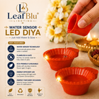 LeafBlu Water Sensor LED Diya Pack of 12 with Roli Moli Chawal Gift Pack | Flameless Water Sensor Diya | Reusable & Eco-Friendly LED Diyas for Pooja, Diwali & Festive Decoration
