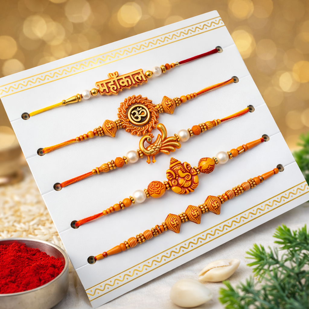 LeafBlu Traditional & Designer Rakhi Set (Pack of 10) | Premium Rakhi for Brother