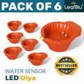 LeafBlu Smart LED Water Sensor Diyas (Pack of 6) | Flameless, Eco-Friendly & Reusable Lights for Festive Decor & Pooja