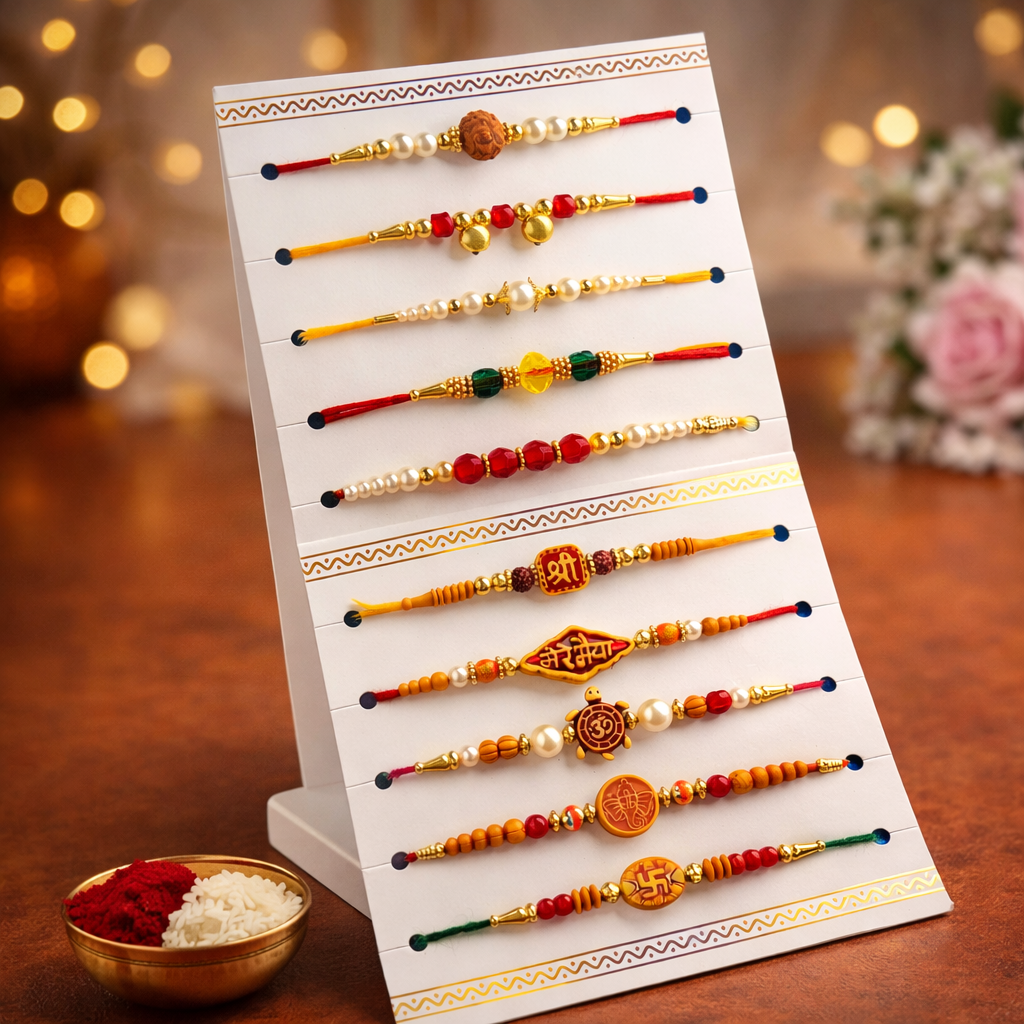 LeafBlu Designer Rakhi (Pack of 10) | Fancy & Traditional Rakhi Set for Brother