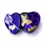 LeafBlu Premium Heart Shape Teddy Gift Box with Purple Roses & I Love You Message | Romantic Love Gift Set for Girlfriend, Boyfriend, Anniversary, Birthday (Pack of 1)