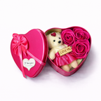 LeafBlu Heart Shape Teddy Gift Box with Dark Pink Roses & I Love You Message | Romantic Love Gift Set for Girlfriend, Boyfriend, Anniversary, Birthday (Pack of 1)