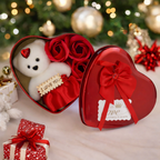 LeafBlu Premium Heart Shape Teddy Gift Box with Red Roses & I Love You Message | Romantic Love Gift Set for Girlfriend, Boyfriend, Anniversary, Valentine, Birthday (Pack of 1)