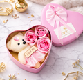 LeafBlu Premium Heart Shape Teddy Gift Box with Pink Roses & I Love You Message | Romantic Love Gift Set for Girlfriend, Anniversary, Birthday (Pack of 1)