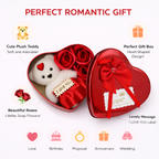 LeafBlu Premium Heart Shape Teddy Gift Box with Red Roses & I Love You Message | Romantic Love Gift Set for Girlfriend, Boyfriend, Anniversary, Valentine, Birthday (Pack of 1)