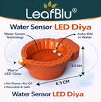 LeafBlu Smart LED Water Sensor Diyas (Pack of 6) | Flameless, Eco-Friendly & Reusable Lights for Festive Decor & Pooja