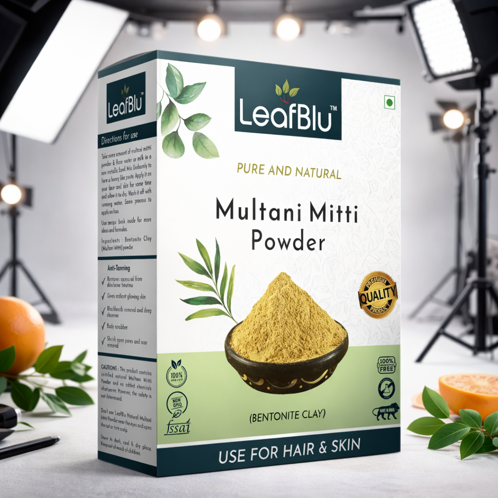LeafBlu Multani Mitti Powder 200g (Bentonite Clay) for Face & Hair | 100% Natural & Pure | Oil Control, Acne Care, Deep Cleansing & Skin Brightening | Herbal Face Pack Powder (Pack of 1)