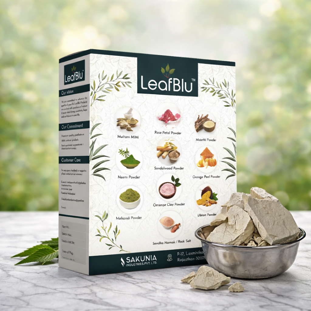 LeafBlu Multani Mitti Powder 200g (Bentonite Clay) for Face & Hair | 100% Natural & Pure | Oil Control, Acne Care, Deep Cleansing & Skin Brightening | Herbal Face Pack Powder (Pack of 1)
