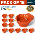 LeafBlu Smart Water Sensor LED Diyas (Pack of 18) | Flameless, Eco-Friendly & Reusable Decorative Lights for Diwali, Pooja & Home Décor