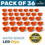 LeafBlu Smart LED Water Sensor Diyas (Pack of 36) | Flameless, Eco-Friendly & Reusable Lights for Festive Decor & Pooja