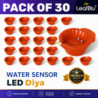 LeafBlu Smart Water Sensor LED Diyas (Pack of 30) | Flameless, Eco-Friendly & Reusable Decorative Lights for Diwali, Pooja & Home Décor