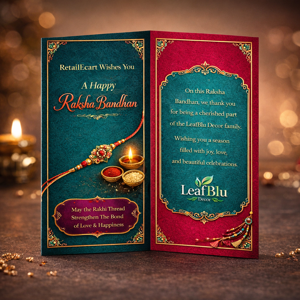 LeafBlu Designer MDF Rakhi Set (Pack of 9) | Wooden Finish Rakhi Combo for Bhai & Brother | Premium Traditional & Stylish Rakhi for Raksha Bandhan Gift Roli Chawal & Greeting Card