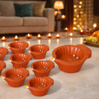 LeafBlu Smart LED Water Sensor Diyas (Pack of 6) | Flameless, Eco-Friendly & Reusable Lights for Festive Decor & Pooja
