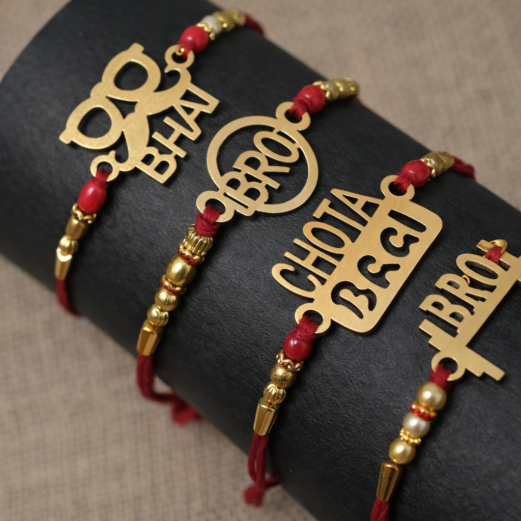 LeafBlu Designer MDF Rakhi Set (Pack of 9) | Wooden Finish Rakhi Combo for Bhai & Brother | Premium Traditional & Stylish Rakhi for Raksha Bandhan Gift Roli Chawal & Greeting Card