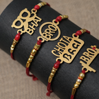 LeafBlu Designer MDF Rakhi Set (Pack of 9) | Wooden Finish Rakhi Combo for Bhai & Brother | Premium Traditional & Stylish Rakhi for Raksha Bandhan Gift Roli Chawal & Greeting Card
