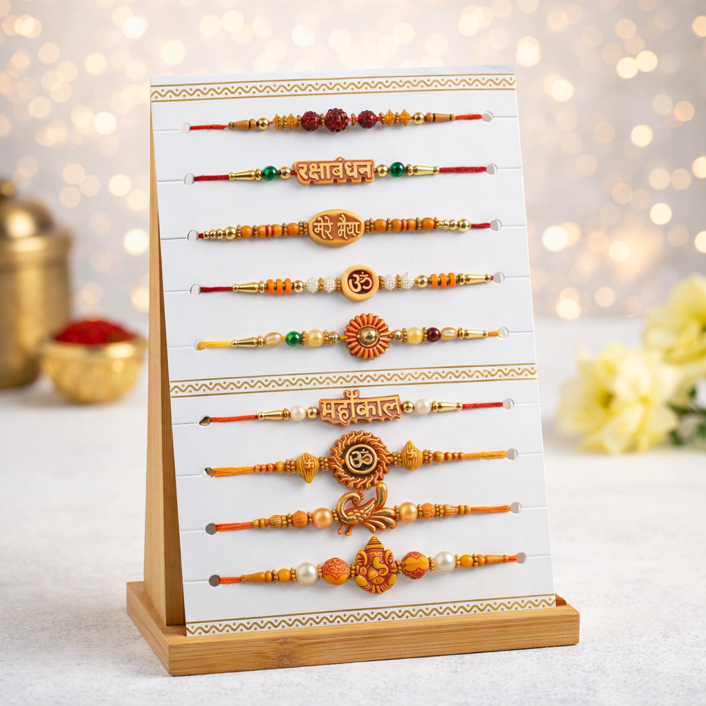 LeafBlu Traditional & Designer Rakhi Set (Pack of 10) | Premium Rakhi for Brother