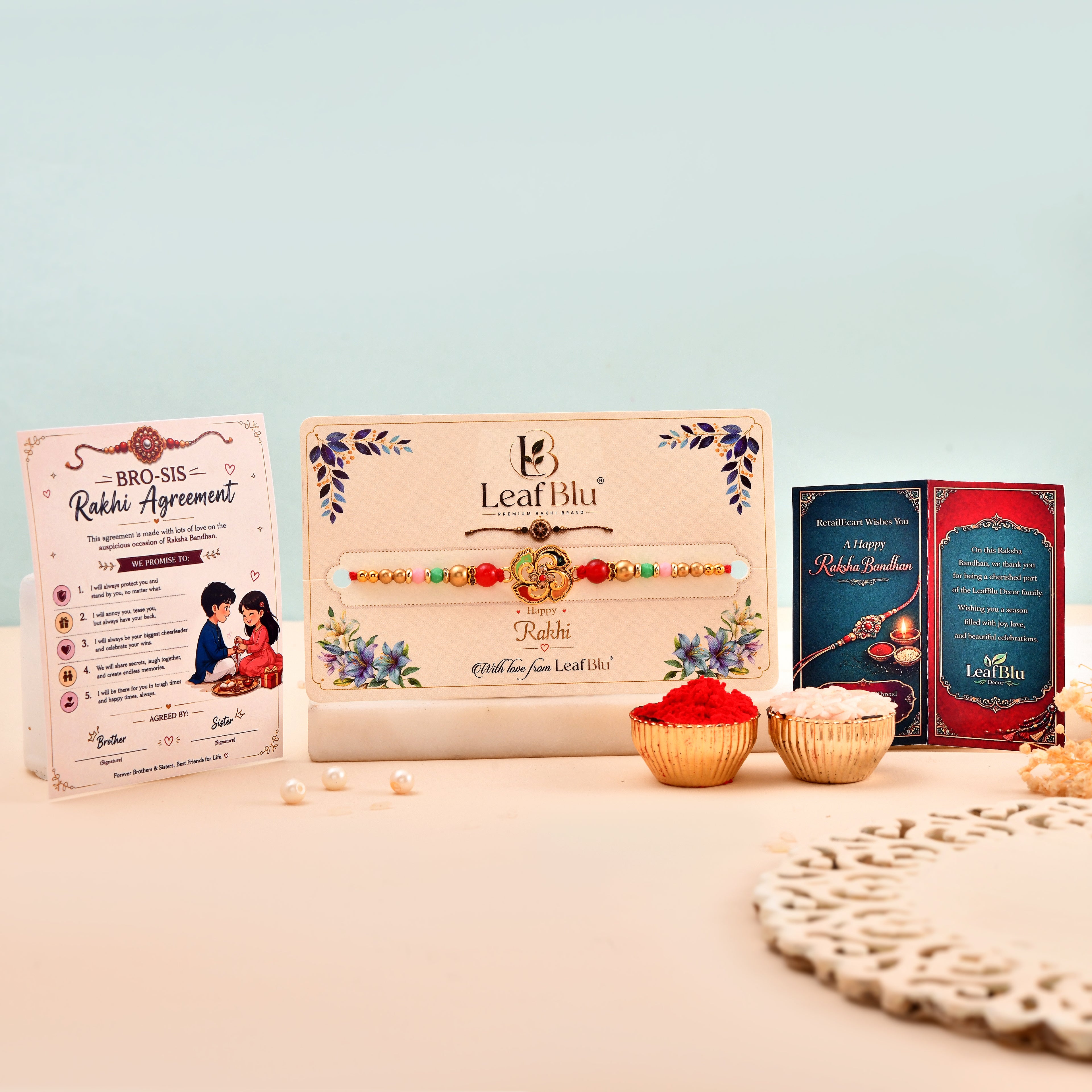 LeafBlu Fancy Designer Rakhi Pack of 1 | Premium Bhai Rakhi for Raksha Bandhan (Pack of 1)