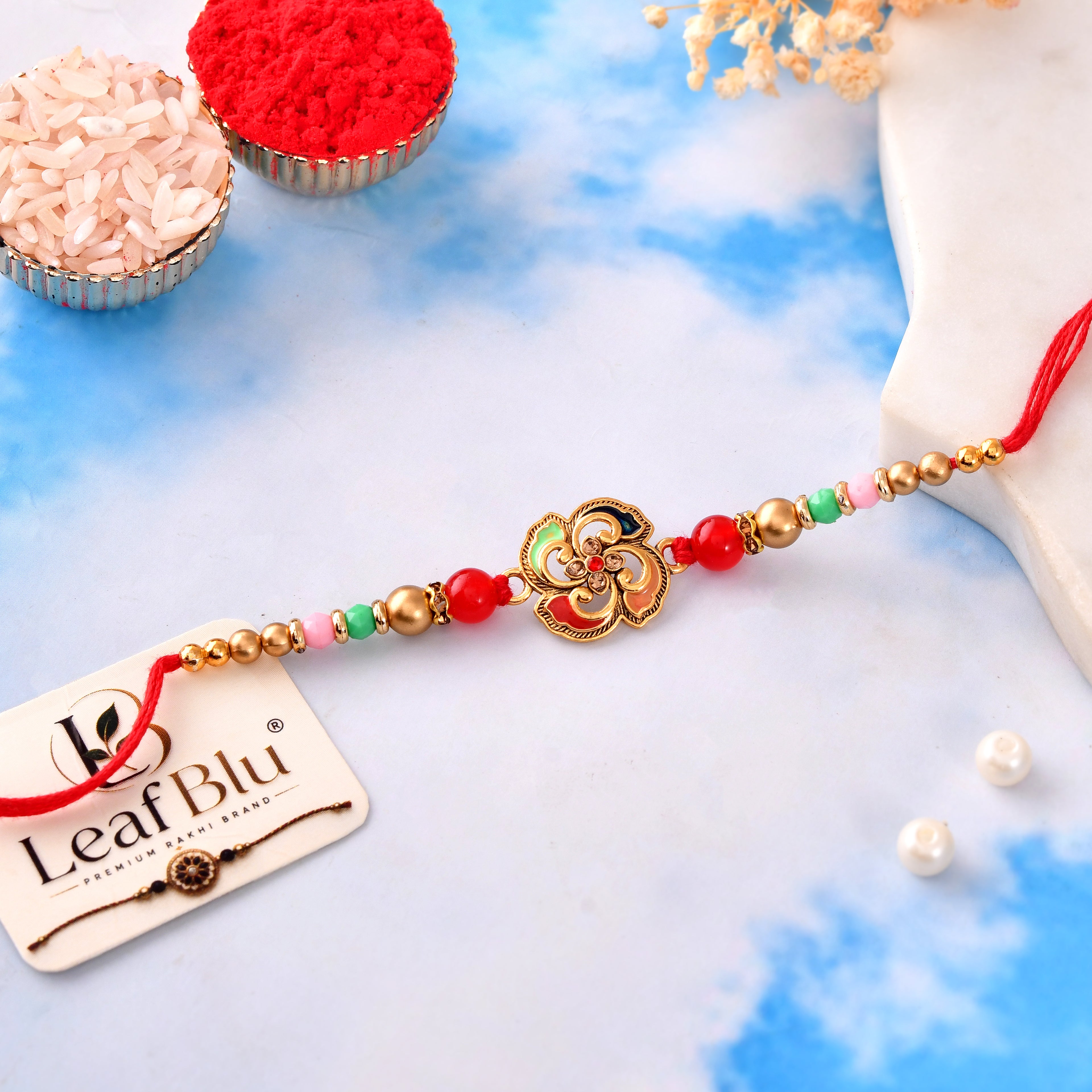 LeafBlu Fancy Designer Rakhi Pack of 1 | Premium Bhai Rakhi for Raksha Bandhan (Pack of 1)