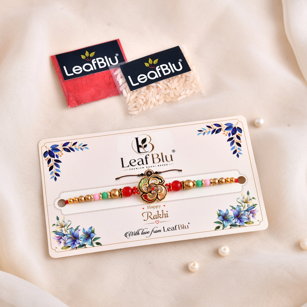 LeafBlu Fancy Designer Rakhi Pack of 1 | Premium Bhai Rakhi for Raksha Bandhan (Pack of 1)
