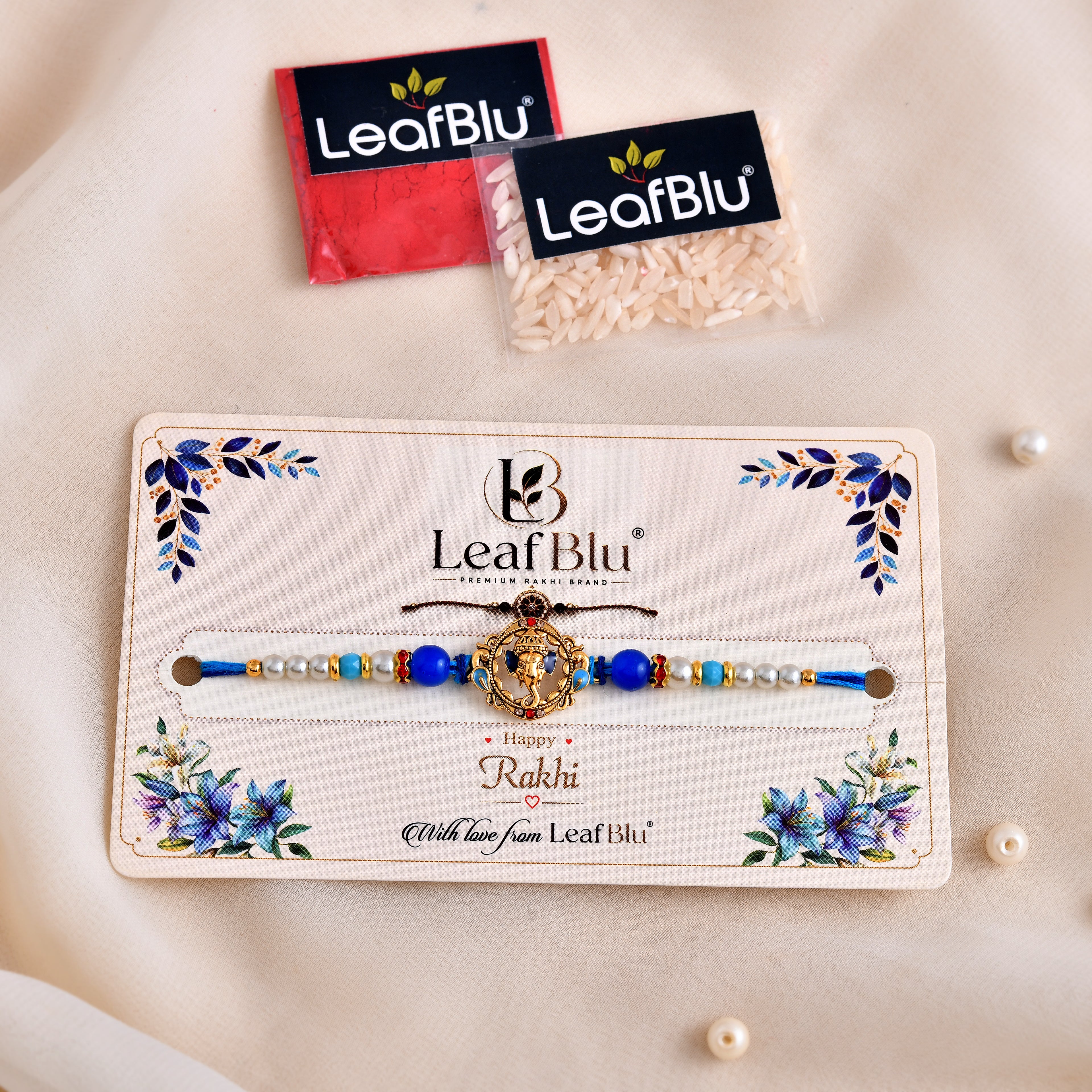 LeafBlu Premium Ganpati Blessings Rakhi for Brother | Elegant Designer Rakhi | Pack of 1