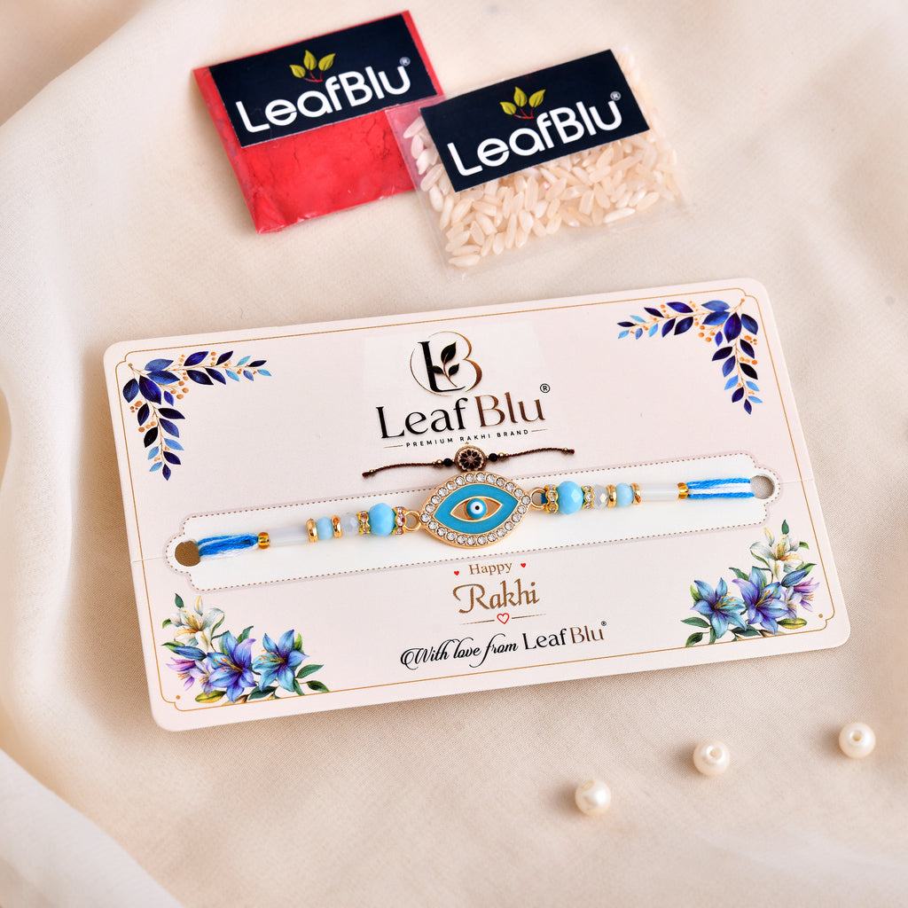 LeafBlu Premium Evil Eye Rakhi for Brother | Designer Raksha Bandhan Rakhi | Pack of 1