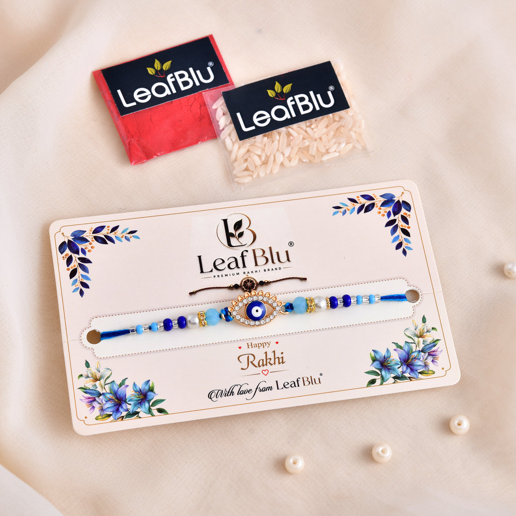 LeafBlu Traditional Evil Eye Rakhi | Premium Rakhi Gift for Brother (Pack of 1)