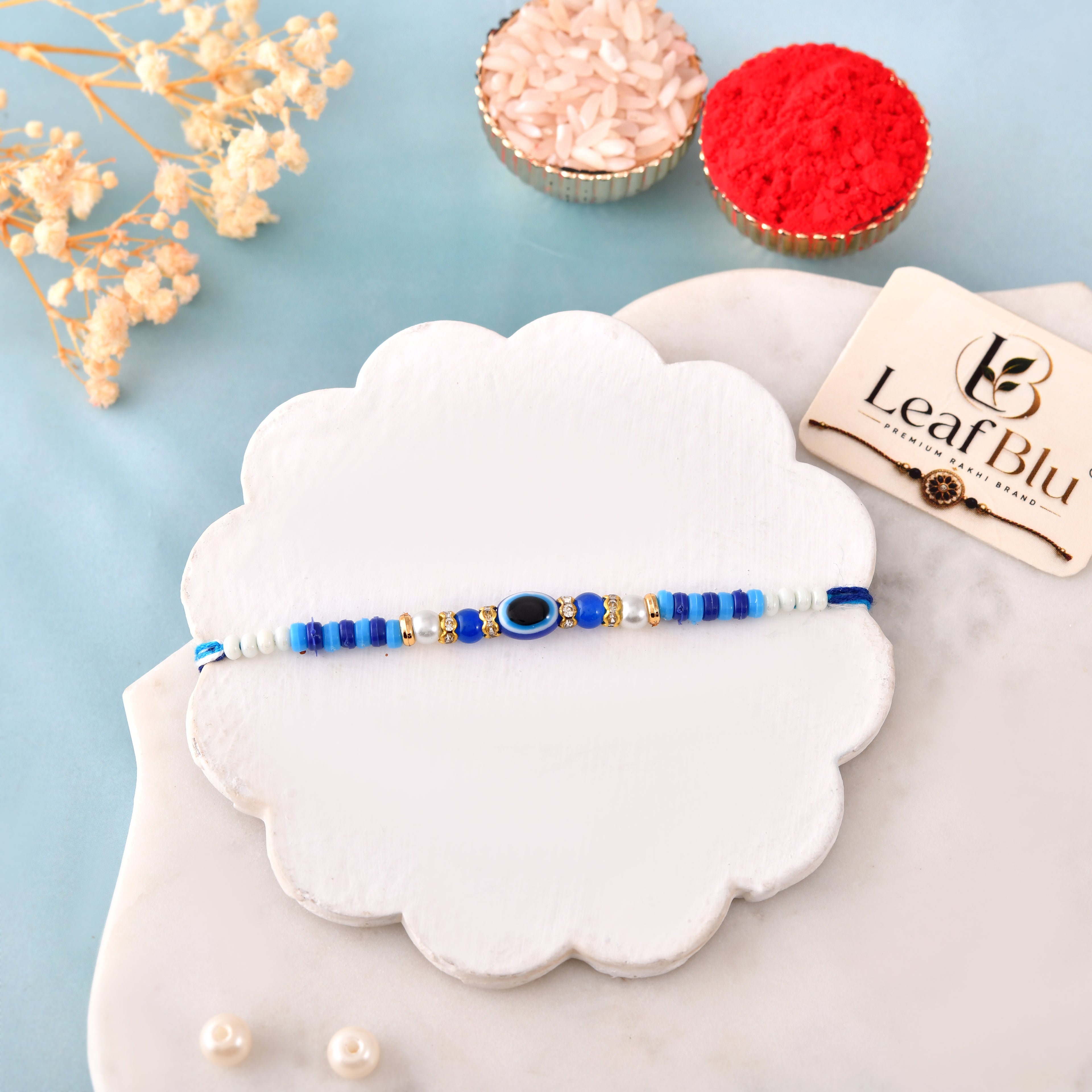 LeafBlu Minimal Evil Eye Rakhi | Premium Bhai Rakhi for Raksha Bandhan (pack of 1)
