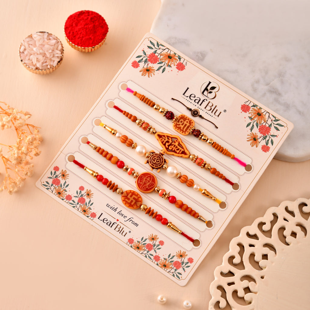 LeafBlu Divine Rakhi Combo (Pack of 5) | Premium Religious Rakhi Set for Brother