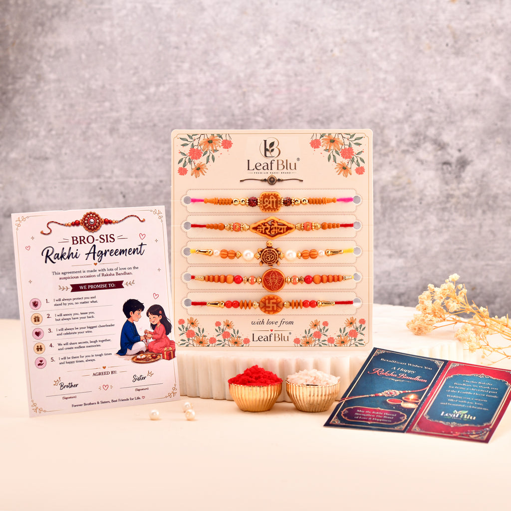 LeafBlu Divine Rakhi Combo (Pack of 5) | Premium Religious Rakhi Set for Brother