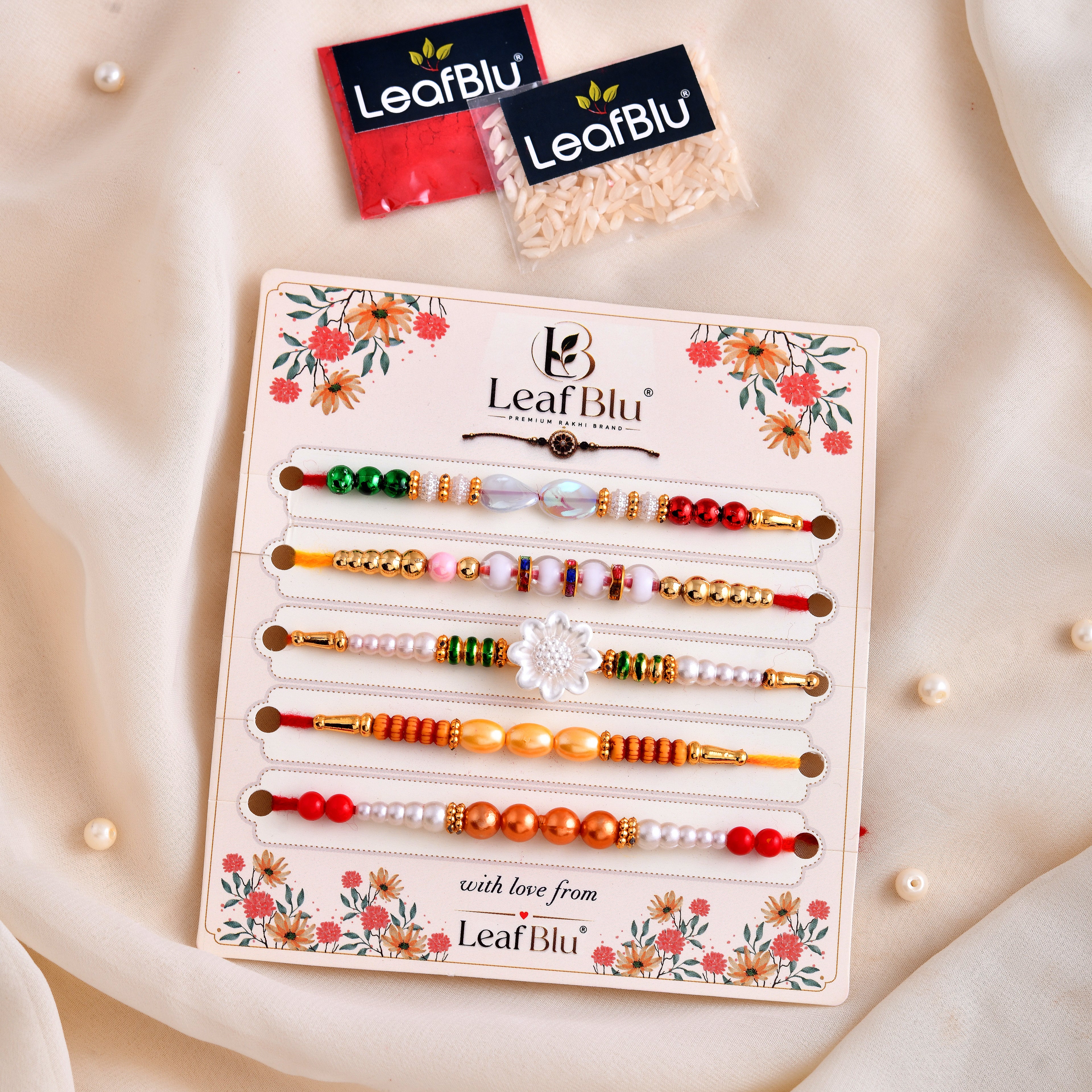 LeafBlu Luxury Rakhi Combo (Pack of 5) | Festive Designer Rakhi Collection