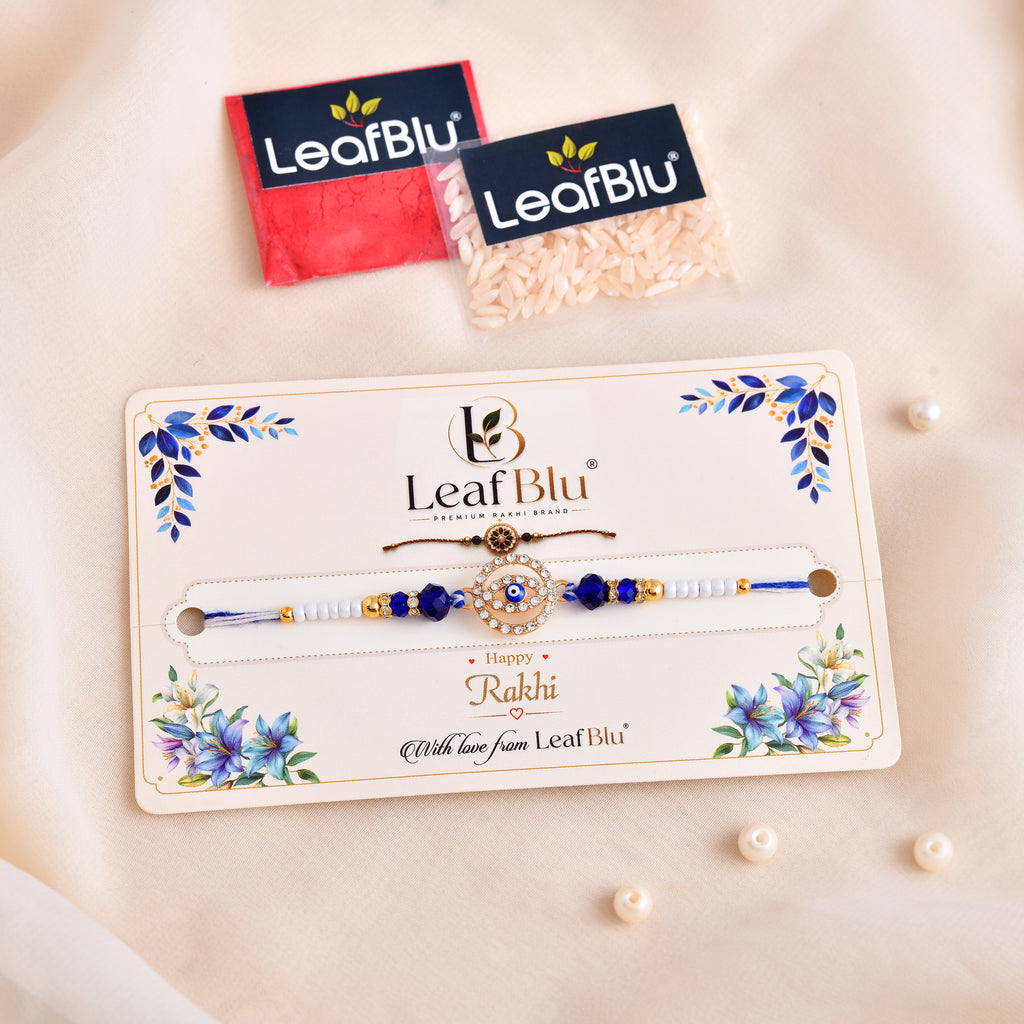 LeafBlu Luxury Evil Eye Rakhi | Elegant Rakhi for Bhai