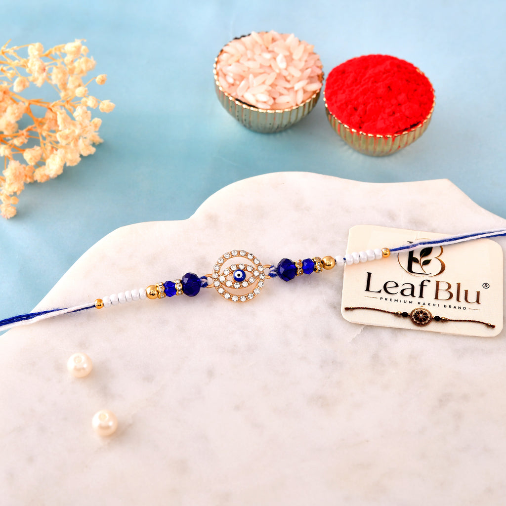 LeafBlu Luxury Evil Eye Rakhi | Elegant Rakhi for Bhai