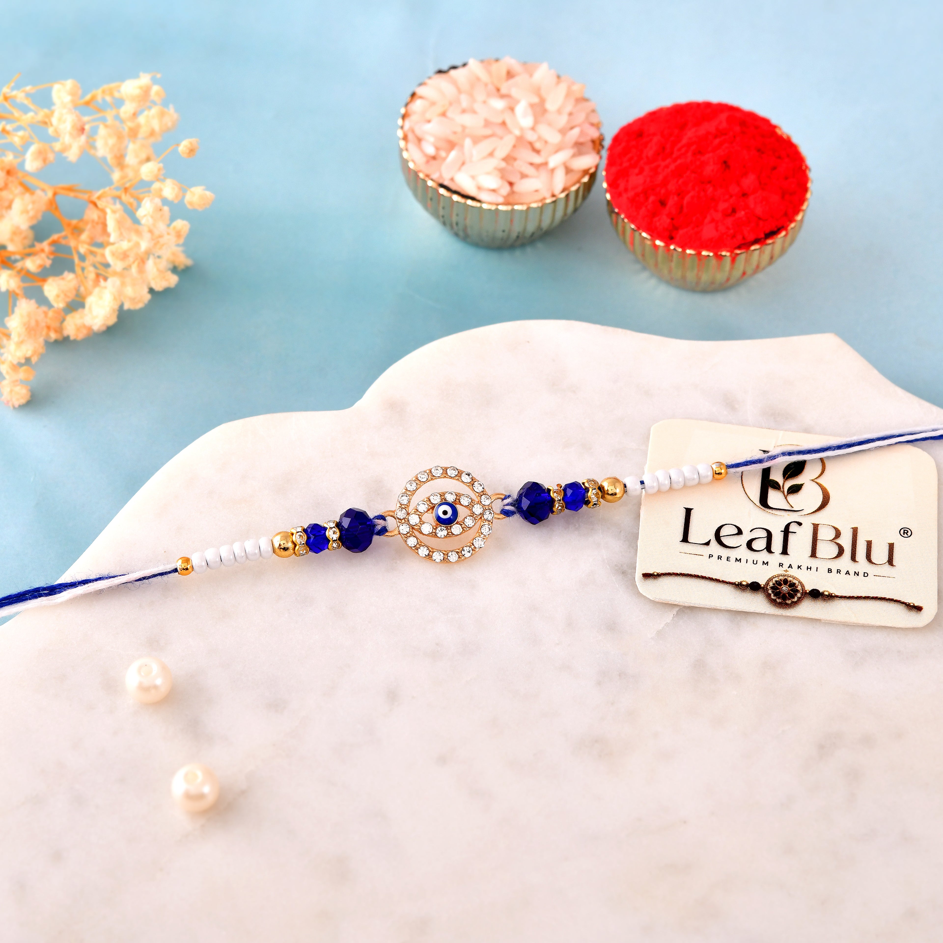 LeafBlu Luxury Evil Eye Rakhi | Elegant Rakhi for Bhai