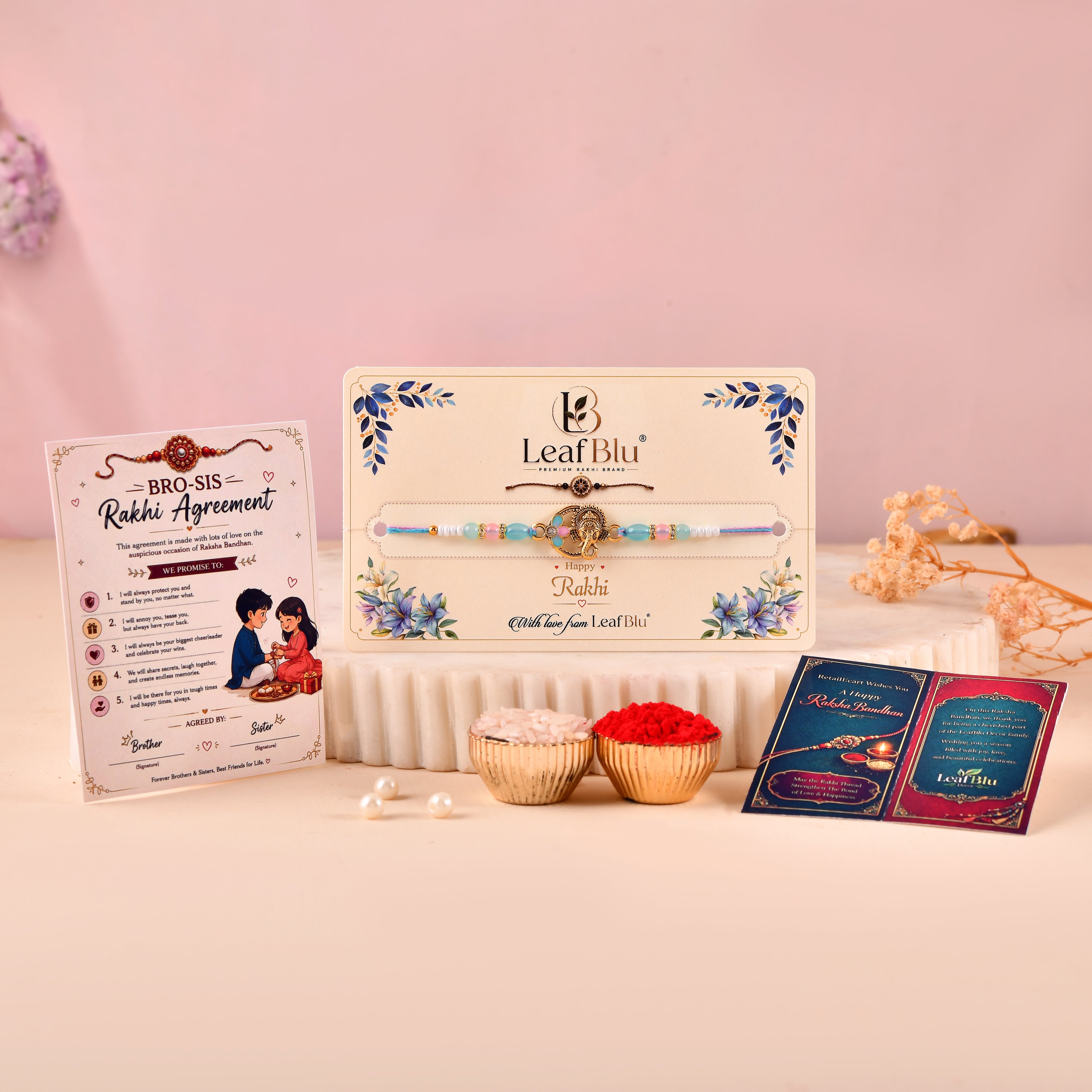 LeafBlu Premium Ganesh Rakhi for Brother | Designer Ganesha Rakhi