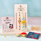 LeafBlu Bhai Bhabhi Rakhi Lumba Set with Rakhi Agreement Card & Greeting Card | Designer Raksha Bandhan Gift Combo (pack of 1)