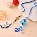 LeafBlu Shree Ganesh Bhai Bhabhi Rakhi Lumba Set with Rakhi Agreement Card, Greeting Card & Roli Chawal | Premium Designer Handmade Raksha Bandhan Gift Combo