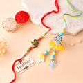 LeafBlu Premium Peacock Bhai Bhabhi Rakhi Lumba Set with Rakhi Agreement Card, Greeting Card & Roli Chawal | Designer Handmade Raksha Bandhan Gift Combo