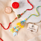 LeafBlu Premium Peacock Bhai Bhabhi Rakhi Lumba Set with Rakhi Agreement Card, Greeting Card & Roli Chawal | Designer Handmade Raksha Bandhan Gift Combo