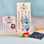 LeafBlu Shree Krishna Bhai Bhabhi Rakhi Lumba Set with Rakhi Agreement Card, Greeting Card & Roli Chawal | Premium Designer Handmade Raksha Bandhan Gift Combo