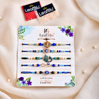LeafBlu Premium Blue Theme Rakhi Set | Designer Rakhi Combo for Raksha Bandhan