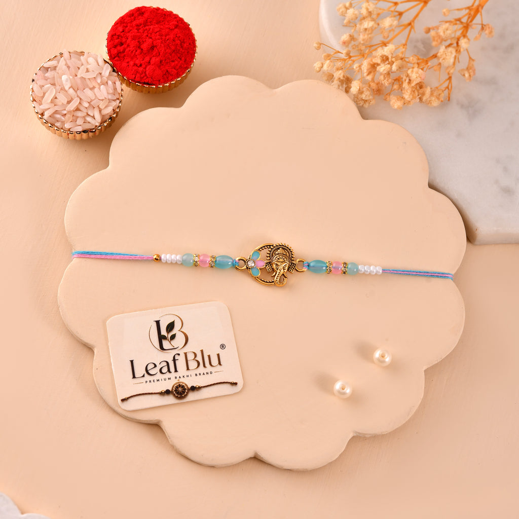 LeafBlu Premium Ganesh Rakhi for Brother | Designer Ganesha Rakhi